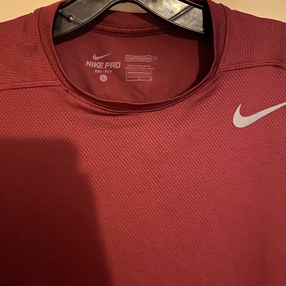 red nike compression shirt